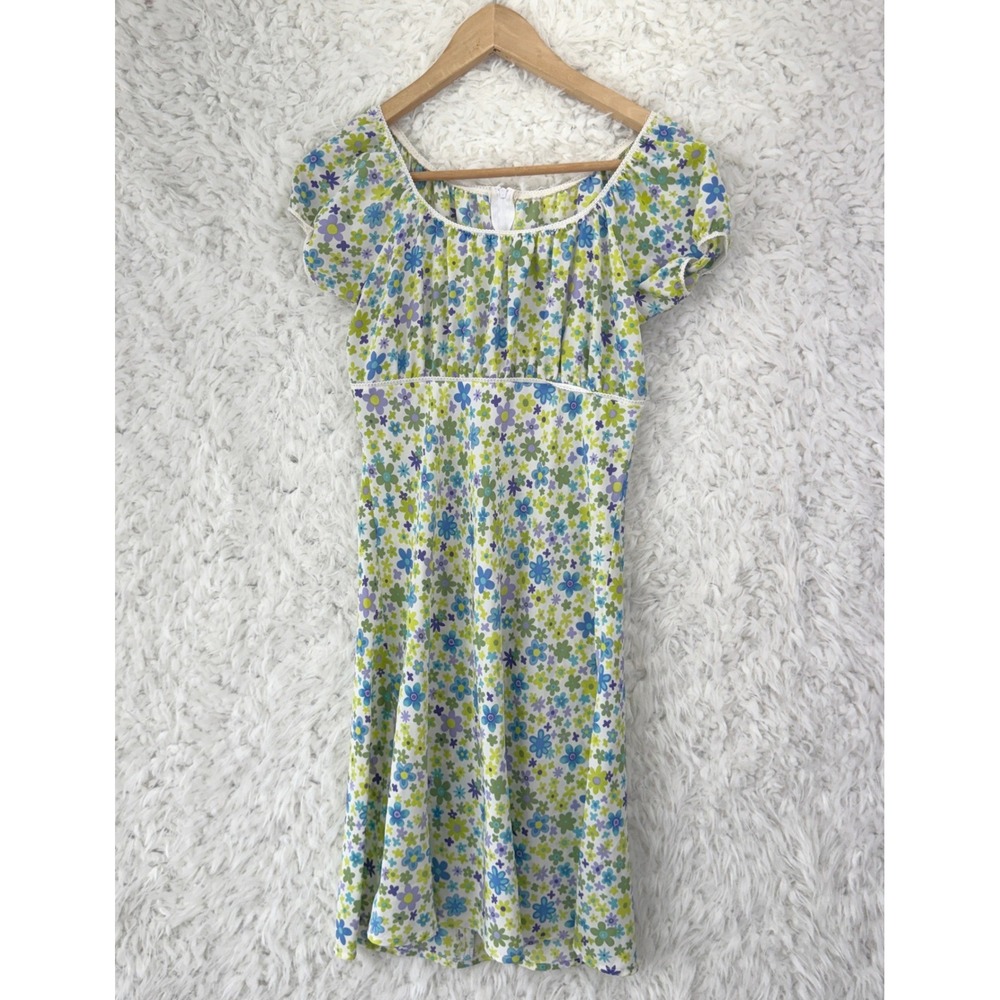Tempted Floral Mini Dress‎ XS Green Purple Blue Y2K Retro Cottagecore Aesthetic
